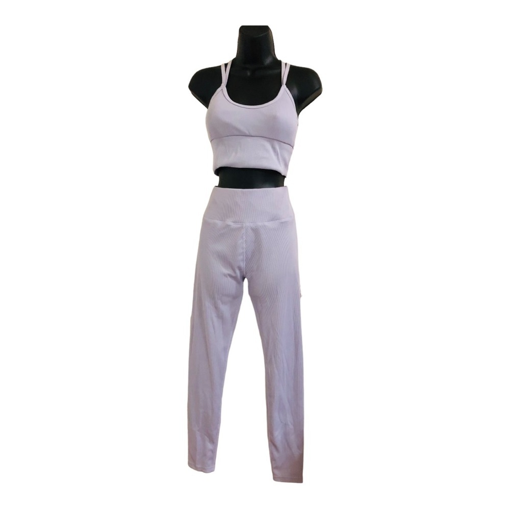 3piece periwinkle crop jacket racerback sports bra leggings‎ active set size S - Picture 7 of 16